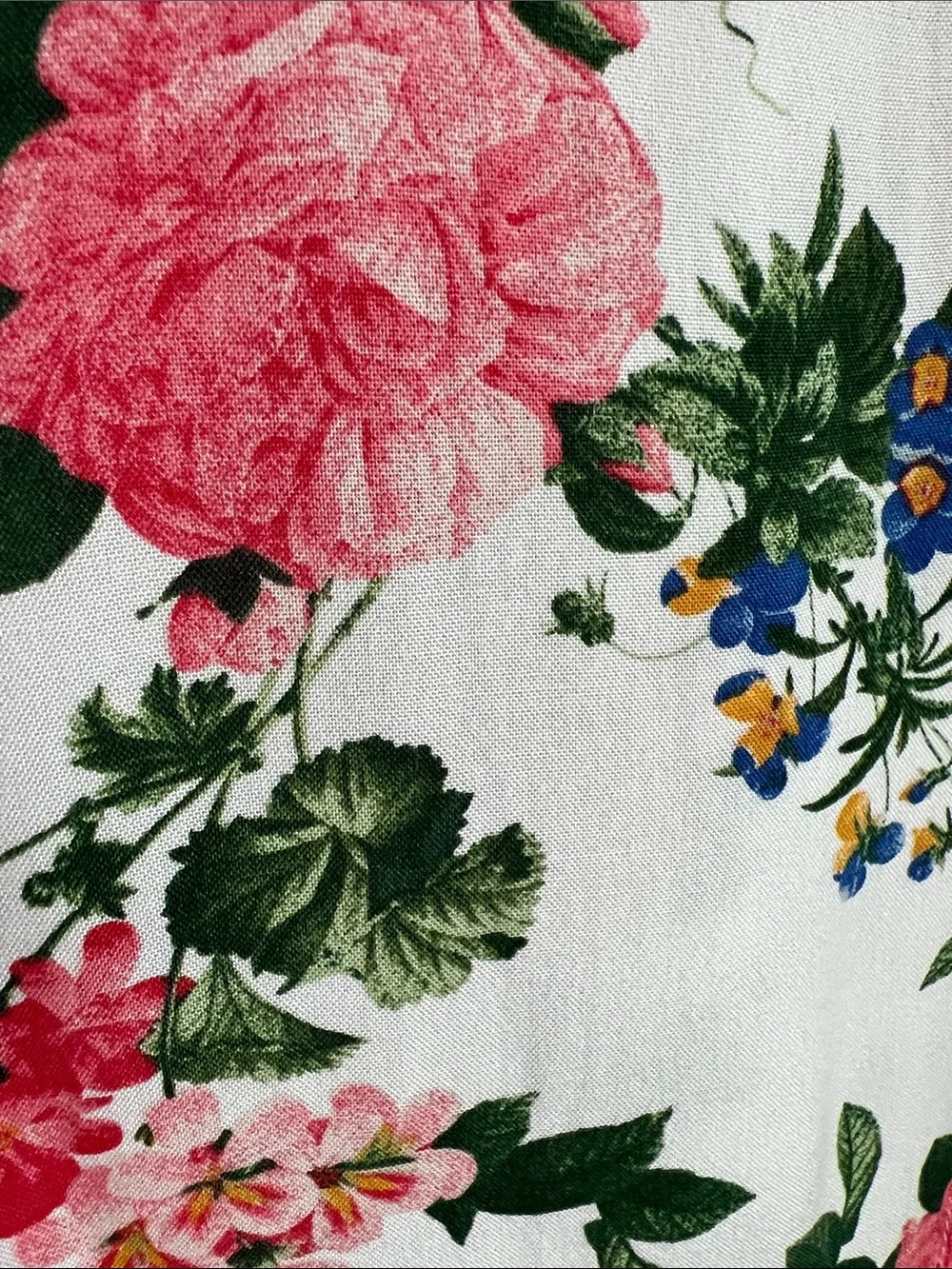 Old Navy | Kids White Floral Lite Pink Rose Button-Front Dress #564088-03 Medium